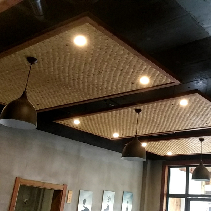 装修竹席装饰工程竹篾席手工人字编酒店餐厅民宿吊顶墙面竹编织