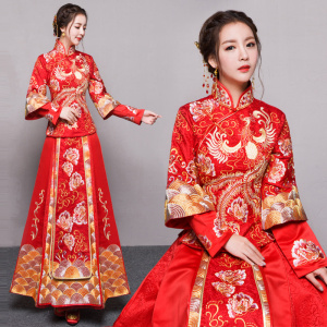 baby同款秀禾服新娘结婚敬酒服中式礼服嫁衣2018新款春秀禾龙凤褂旗袍