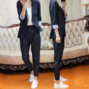 职业小西装外套女春夏秋装2017新款潮秋季套装韩版休闲时尚两件套职业装女外套