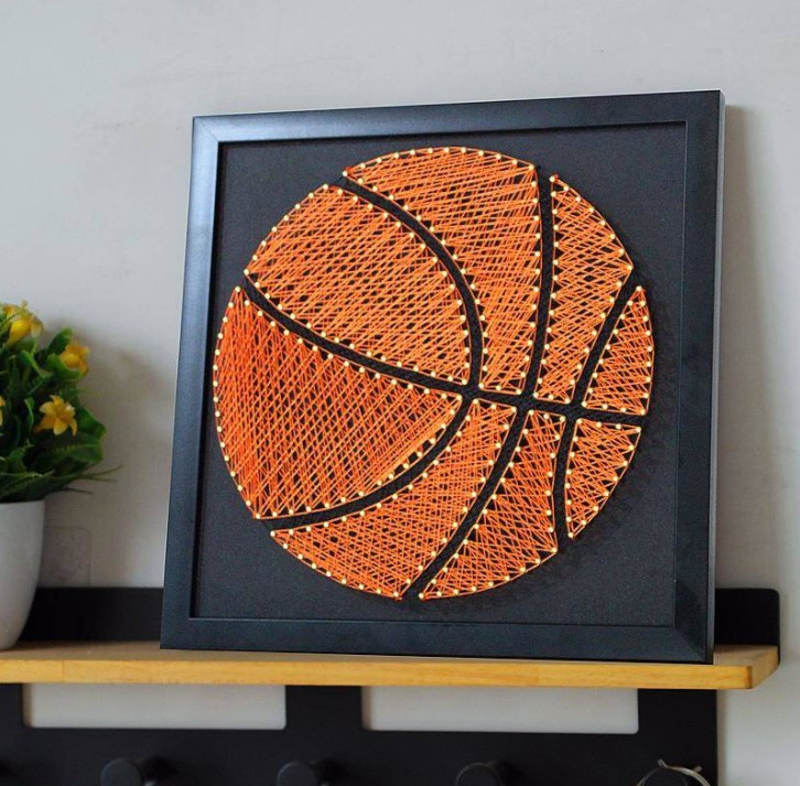 篮球纱线画 钉子毛线绕线摆台挂墙装饰画 diy手工制作材料包