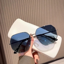 Прозрачные синие поляризованные солнцезащитные очки для мужчин многоугольник металлические очки для вождения корейская версия