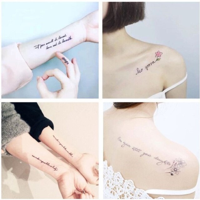 手臂韩式纹身贴英文字母艺术独角情侣后背花臂潮女腰部欧美风身体