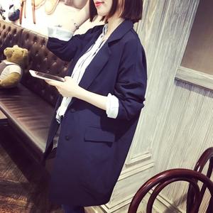 韩版宽松休闲茧型小西装外套女中长款2016春秋新款学生潮时尚秋装女士西装