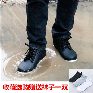 时尚雨鞋男防滑雨靴酒店厨房工作防水鞋男加绒钓鱼塑胶仿皮男鞋潮塑胶雨鞋