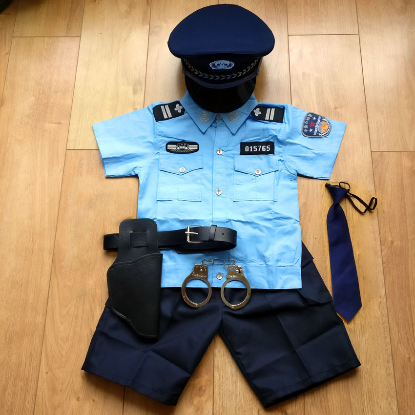 儿童警察衣服军小警察兵衣服迷彩服小制服警官服装特警交警套装夏