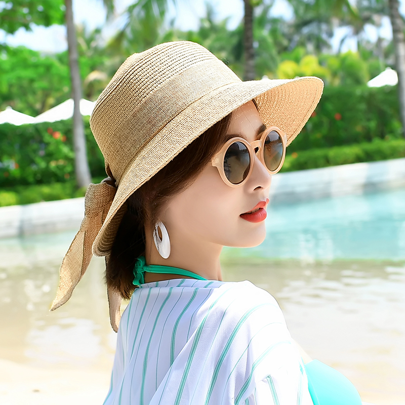 太阳帽女防晒遮阳防紫外线出游沙滩帽子夏季海边百搭大沿草帽遮脸