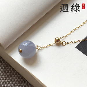 遇缘珠宝 天然a货紫罗兰翡翠吊坠女款18k金项链可调节 自然光拍摄翡翠吊坠