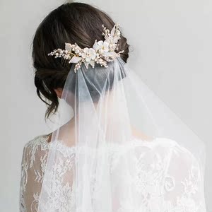 韩式简约新娘串珠头饰发梳婚纱礼服饰品头纱造型配饰晚宴伴娘头花新娘饰品