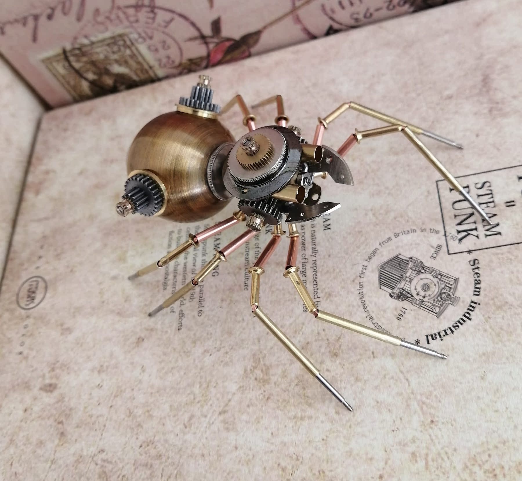机械昆虫蒸汽朋克风机械蜘蛛全金属纯手工制作小工艺品摆件