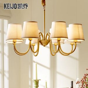 美式吊灯全铜灯欧式客厅灯简约卧室灯乡村田园餐厅灯温馨现代灯具吊灯