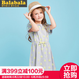巴拉巴拉女童裙子短袖2017夏装新款童装儿童连衣裙纯棉宝宝公主裙儿童连衣裙