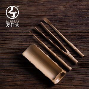 茶夹茶针茶匙竹制茶夹茶具配件茶夹茶勺套装万仟堂竹节茶具四件套茶针
