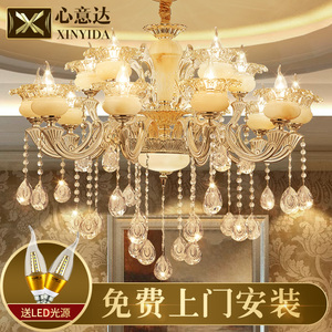 锌合金玉石水晶吊灯奢华客厅欧式吊灯别墅餐厅吊灯酒店工程吊灯具吊灯