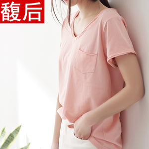 大码纯棉短袖T恤女装夏装体恤韩版学生宽松百搭半袖上衣打底衫女女装