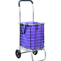 十色生活 家用不锈钢买菜购物车便携拉杆手拉