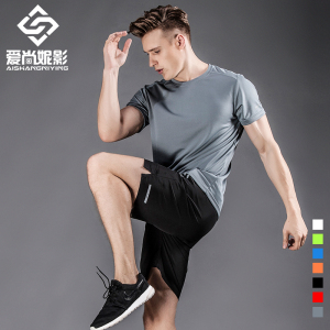 运动套装男士夏季短袖T恤速干运动衣跑步健身房服装宽松五分短裤夏季运动服