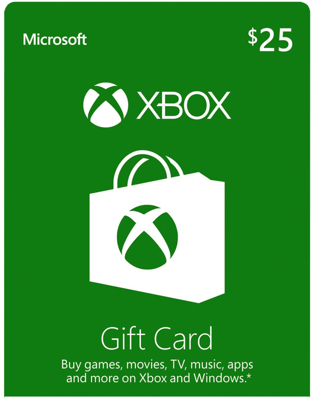 xbox one 礼品卡 25 美元 美国版服 gift card预付兑换代码充值卡