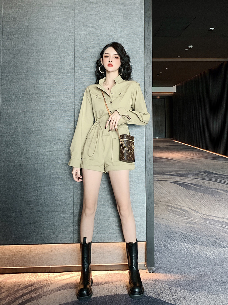 刘啦啦 帅气抽绳工装连体裤春装2020年新款流行女装韩版百搭潮