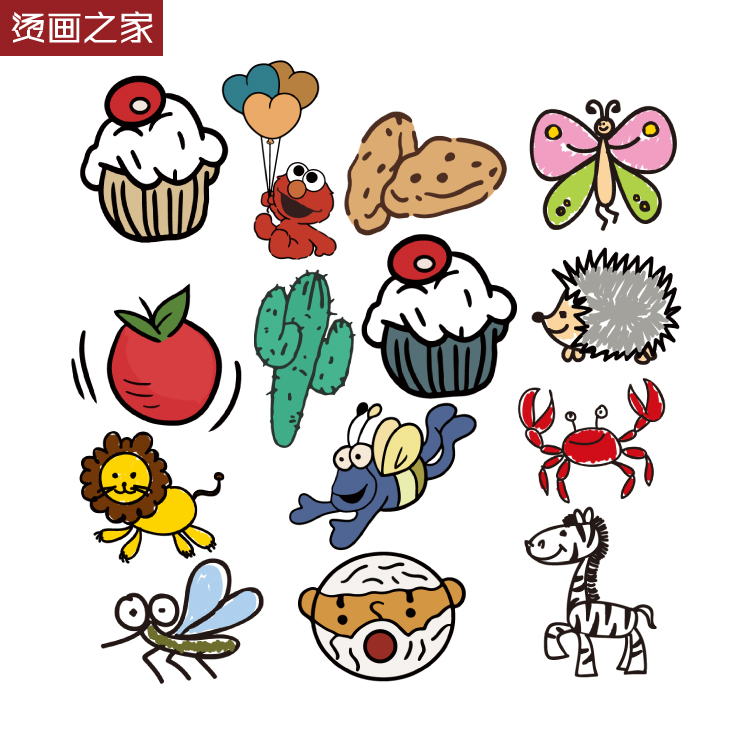 卡通胸标迷你烫画 娃衣小动物图案童装装饰印花贴热转印烫画