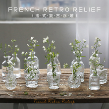 Прозрачная гидропоника Французская ретро - рельефная стеклянная ваза