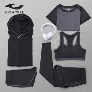 春夏季健身房跑步瑜伽运动服套装女显瘦四五件套速干外套晨跑裤子瑜伽裤