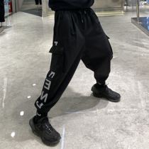 EN7潮牌ins韩版运动休闲卫裤宽松夜光字母印花束脚潮裤纯棉工装裤