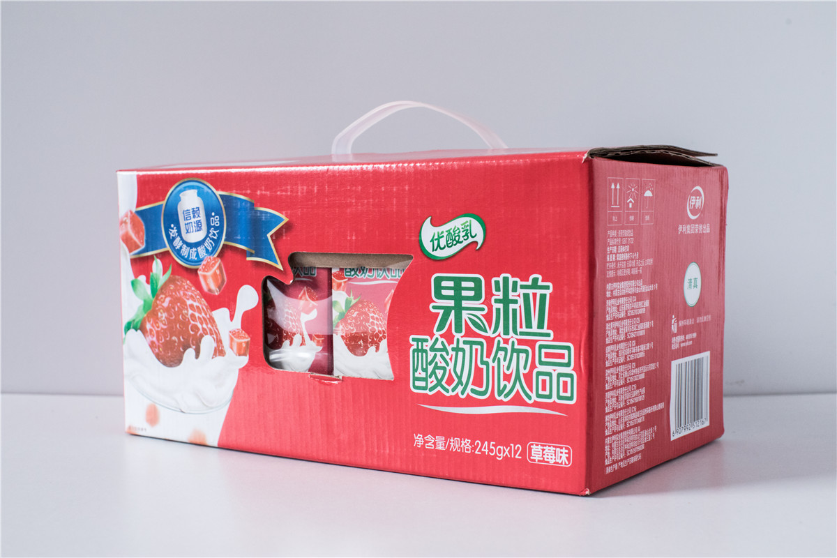 伊利果粒优酸乳酸奶饮品草莓芒果黄桃味245ml*12盒酸牛奶整箱