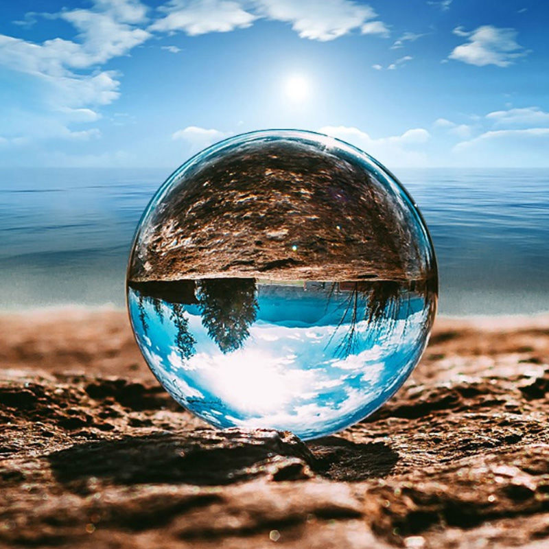 透明水晶球摆件旅行风景自拍玻璃球工艺品创意摄影拍照光球道具