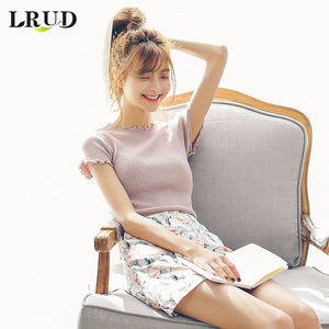 LRUD春装2017新款女装韩版夏宽松显瘦短袖t恤女打底衫上衣针织衫针织衫女