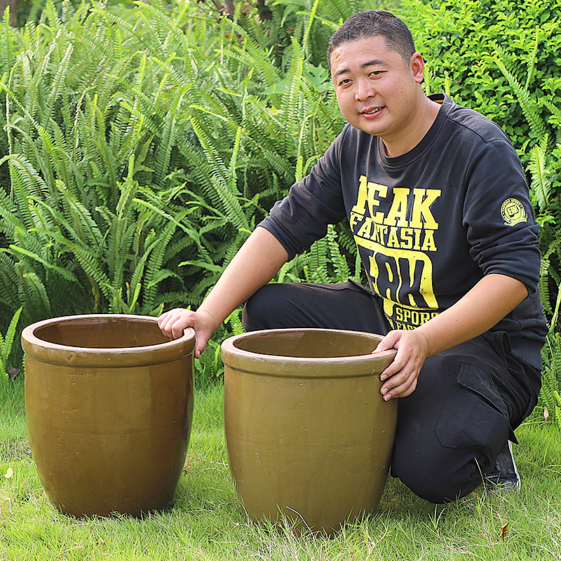 大号水缸特大陶瓷酱缸家用储水用老式养鱼造景土陶大水缸庭院粗陶