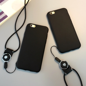 带挂绳iphone6plus手机壳简约苹果7磨砂壳黑色6s超薄硅胶全包软壳苹果手机壳