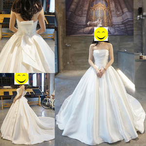 婚纱礼服新娘长拖尾2017新款韩式抹胸简约宫廷倾城缎面婚纱春夏季婚纱