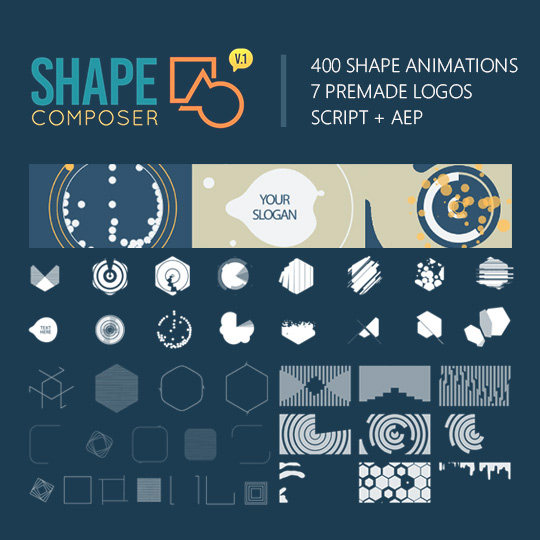 400个创意mg图形动画元素ae脚本 ae模板