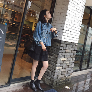 ◆ANNA◆2017秋装新款经典破洞短款牛仔外套宽松上衣春秋季bf女装秋季外套女