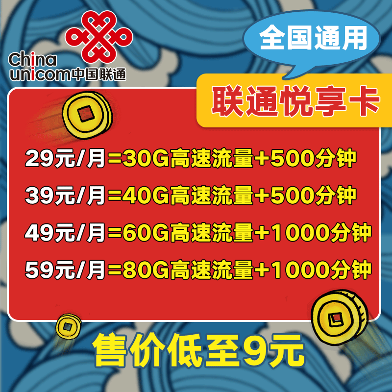 联通卡无限流量不限速4g纯流量上网卡手机号码大王卡通用