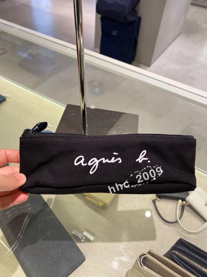 香港专柜正品代购agnes b 20春夏品牌logo简约男女帆布笔袋文具袋