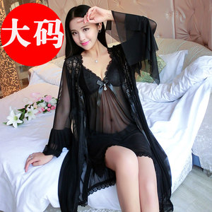 情趣内衣性感睡衣加肥加大码透视诱惑夏胖MM200斤蕾丝吊带女睡裙情趣睡衣
