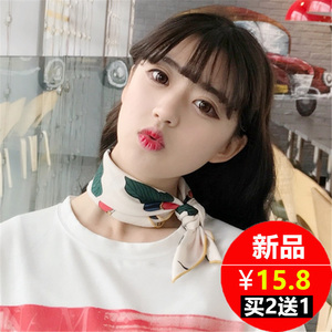 小方巾丝巾女春秋韩国领巾百搭围巾纱巾夏季围脖套头装饰文艺薄款丝巾
