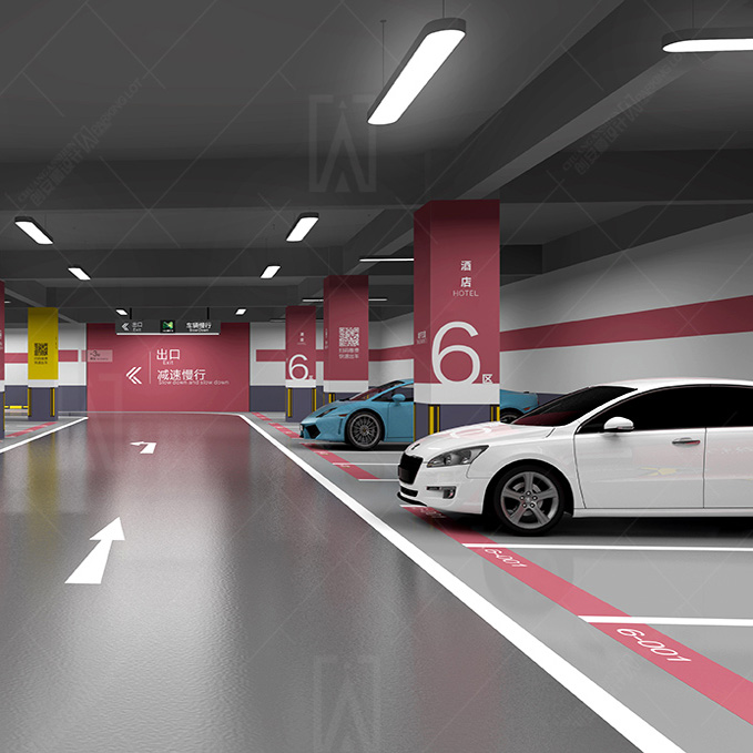 地下车库设计 车库环氧地坪 停车场车位 创安顺3d效果设计图