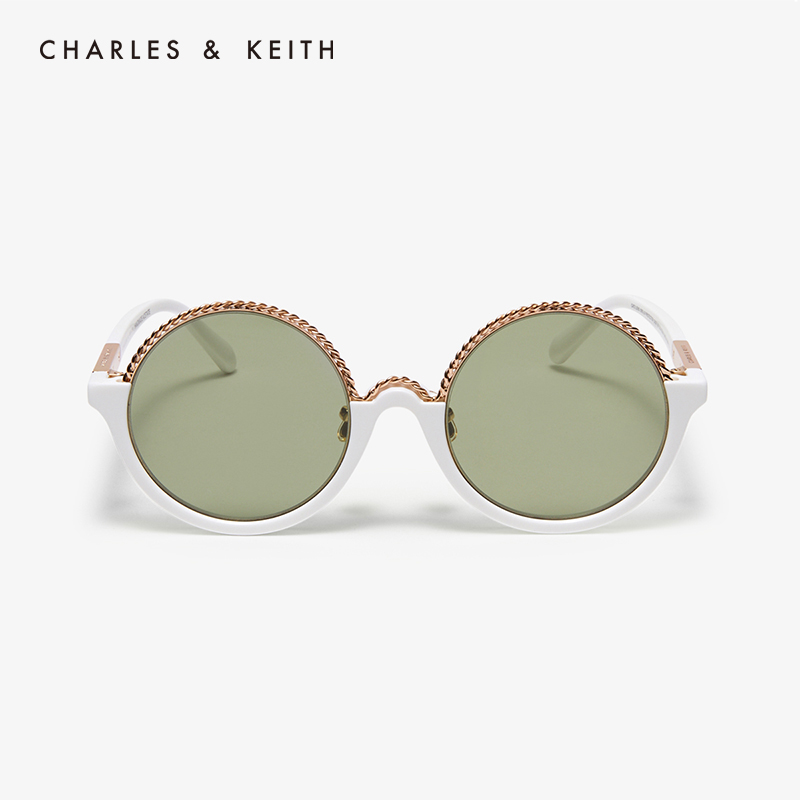 charles&keith春夏新品ck3-31280404女士圆形镜片个性太阳眼镜