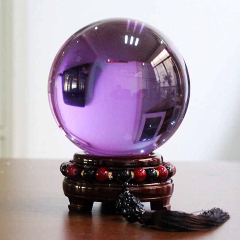 紫水晶球招财风水透明圆球开业乔迁家居装饰品玻璃客厅办公桌摆件