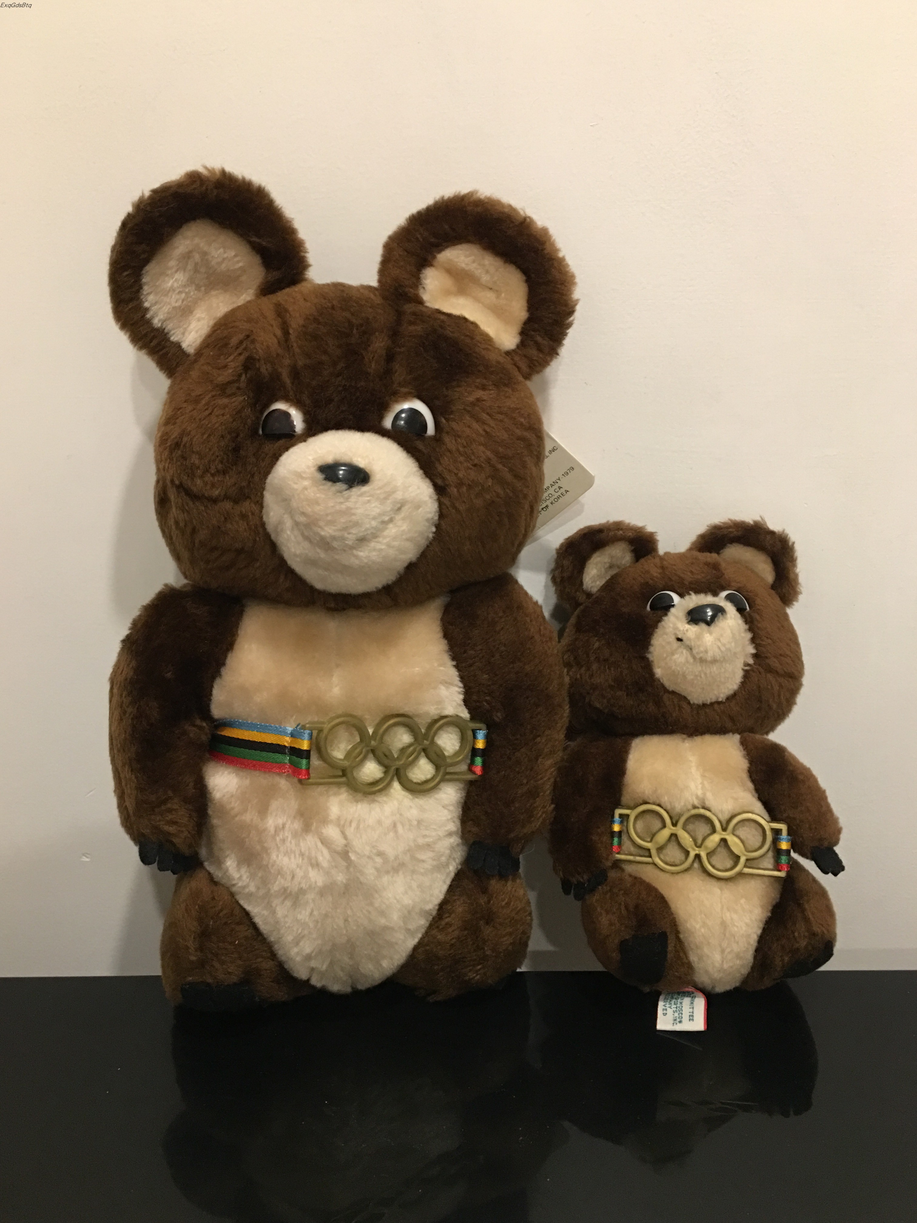 原版1980年莫斯科奥运会纪念品吉祥物毛绒玩具公仔小熊米莎带吊牌