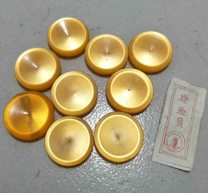 怀旧老库存 70年代珠光有机玻璃纽扣 黄色20.5mm 道具收藏