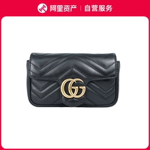 Новый Gucci GG Marmont с кожаной сумкой Black Supermini 16.5