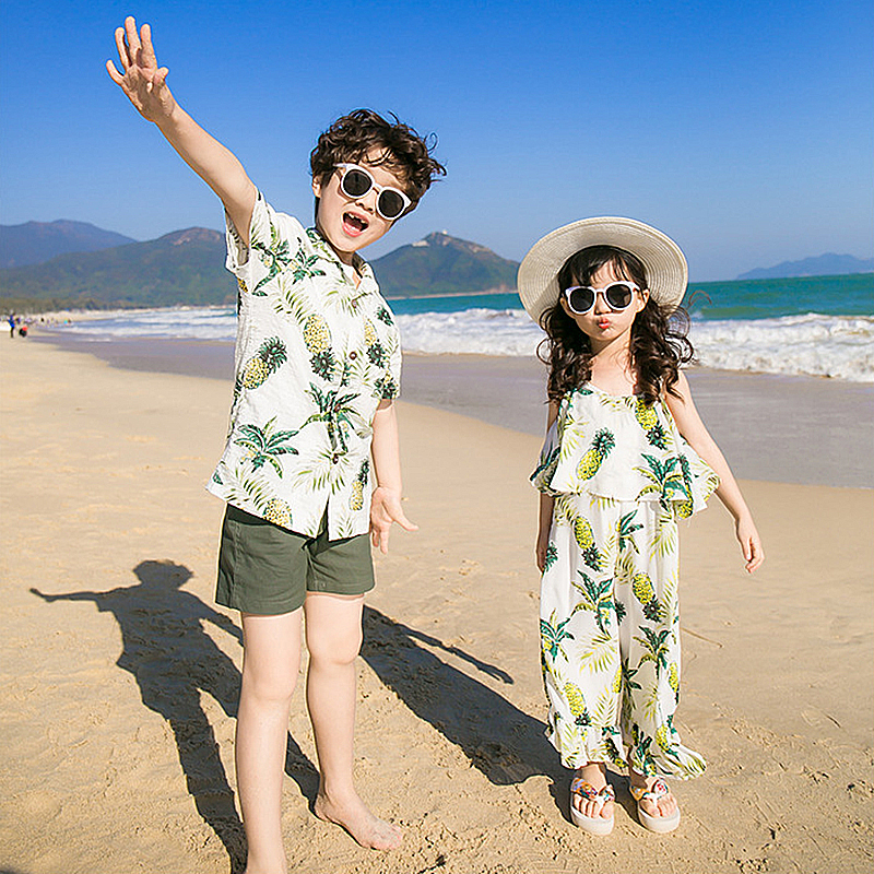 儿童男童海边度假童装夏季兄妹男女小孩沙滩套装旅游衣服夏天三亚