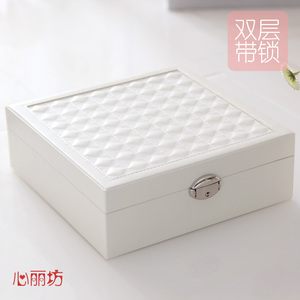 首饰收纳盒 木质多层带锁珠宝盒公主欧式韩国简约饰品儿童节礼物首饰盒