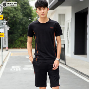 男士运动套装夏季晨跑步服运动衣服装休闲短袖五分短裤健身两件套夏季运动服