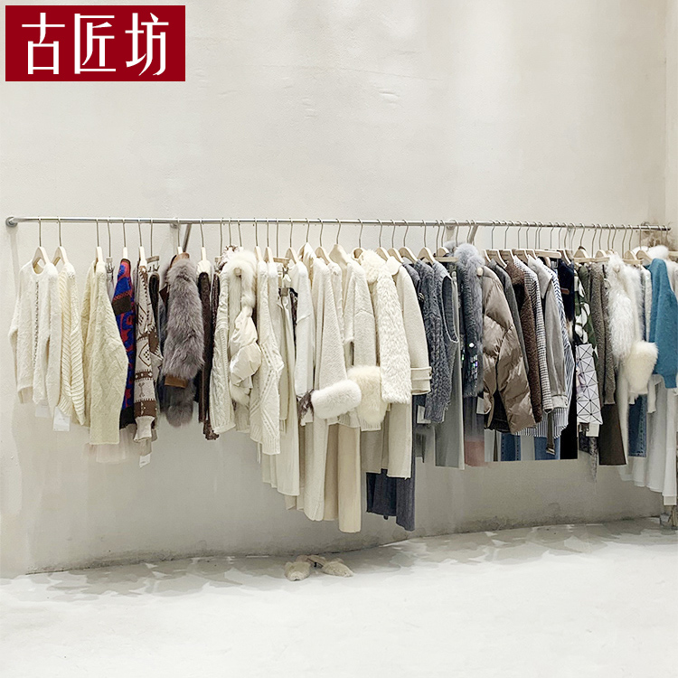 服装店衣服架子简约韩版不锈钢挂衣架女装店货架陈列架上墙壁个性