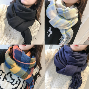 韩版毛线围巾男女款秋冬加厚长款仿羊绒披肩两用学生保暖围脖围巾