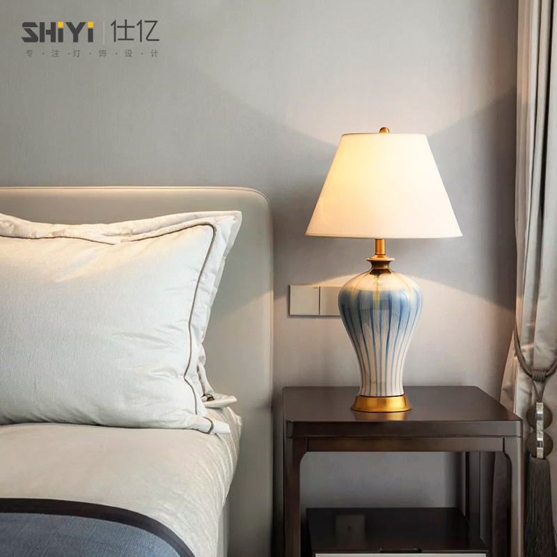 新中式卧室床头灯轻奢现代酒店展厅样板房客厅灯简约陶瓷装饰台灯